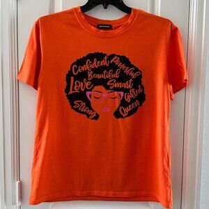 T&Twenties Orange Graphic T-Shirt XL Womens Empowerment Design Cotton/Poly Blend